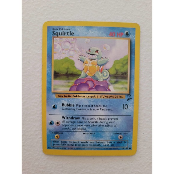 Top Popular Video Games Classic Base Set 2 Squirtle 93/130 Common Pokemon Card - Picture 1 of 2